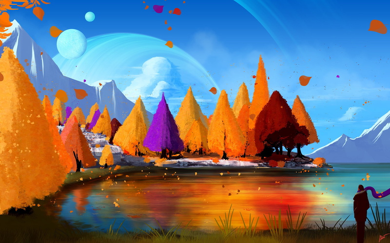 nature, 2K, fall, sky, artwork, JoeyJazz, trees