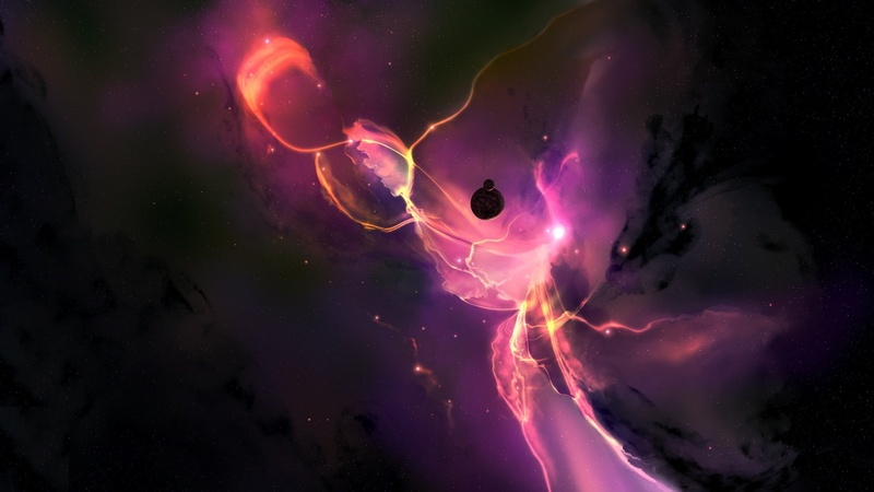 no people, motion, lightning, red, purple, power in nature, outdoors, night, space, sky, star - space, water, multi colored, 2K, beauty in nature, cloud - sky