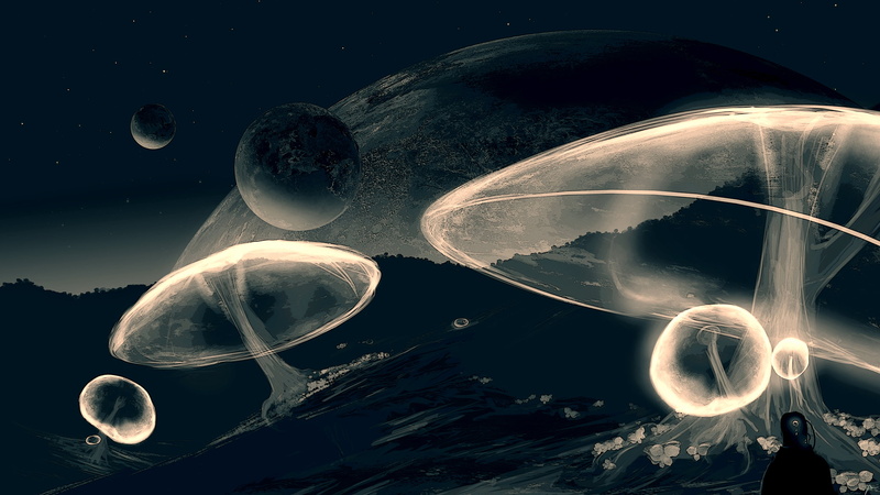 JoeyJazz, mushroom, dark, 2K, science fiction, space art