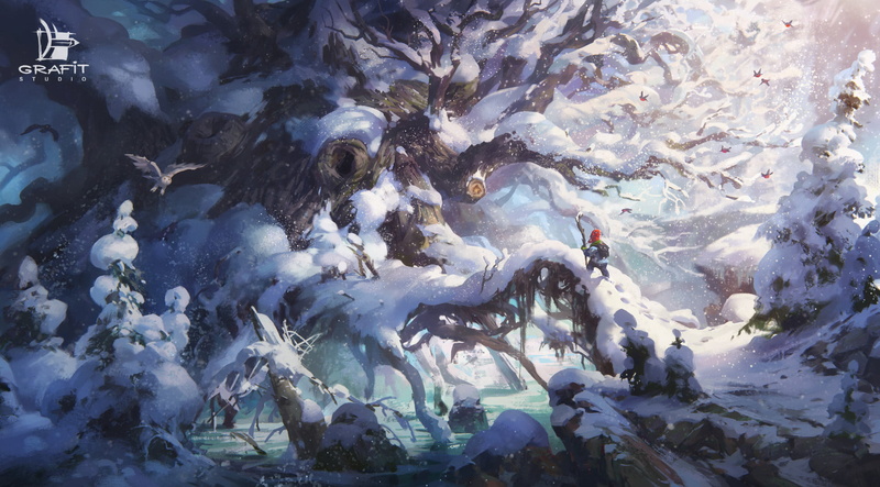 winter, snow, Grafit Studio, digital art, 1080P
