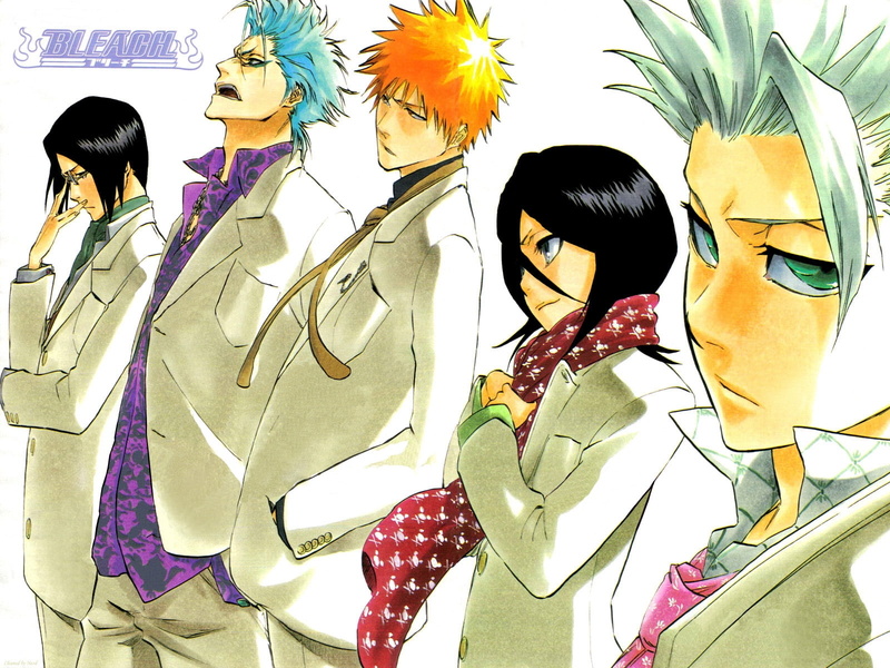 bleach, grimmjow jaegerjaquez, Hitsugaya Toshiro, rukia, art, hd, toshiro, hitsugaya, kurosaki, ichigo, grimmjow, 720P, Kuchiki Rukia, uryuu, kurosaki ichigo