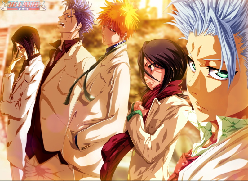 Kuchiki Rukia, Bleach, art, 2K, Toshiro Hitsugaya, Grimmjow Jaegerjaquez, anime, Ichigo Kurosaki, Uryuu Ishida