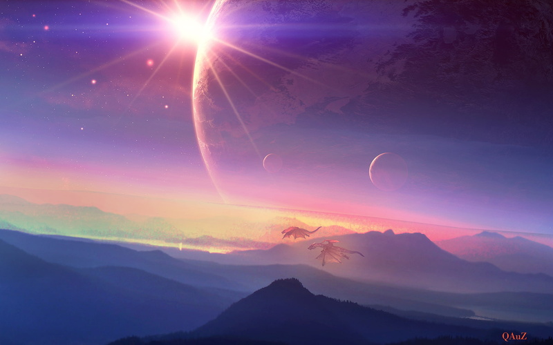 art, planet, dragon, dragons, 1080P, species, qauz, star