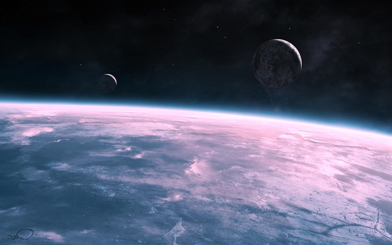 science, cloud - sky, space, digital art, 1080P, planet - space, satellite view, planet, dark blue, light - natural phenomenon, moon surface, star - space