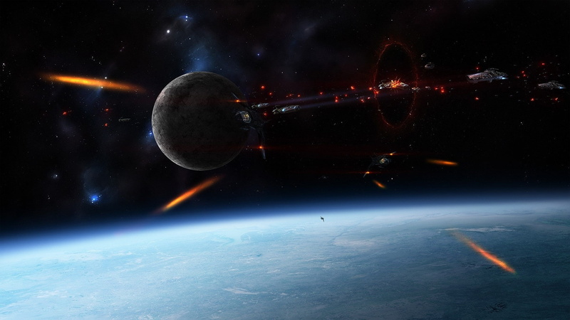 1080P, aircraft, Space, outer space, art, war, outer, hd, qauz