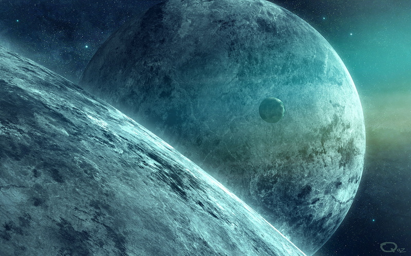 planet, QAuZ, stars, satellite, art, 1080P, space