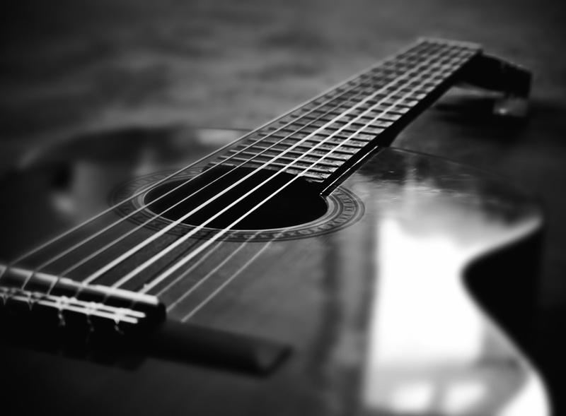 rock music, acoustic, focus on foreground, close-up, fretboard, Music, acoustic guitar, guitar, musical instrument, woodwind instrument, selective focus