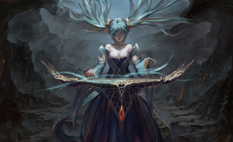 piano, league, hd, x, sona, art, blue, legends, Sona (League Of Legends), hair, px, League of Legends, fantasy art, 2894x1770 px, Blue hair, leagu, bebop