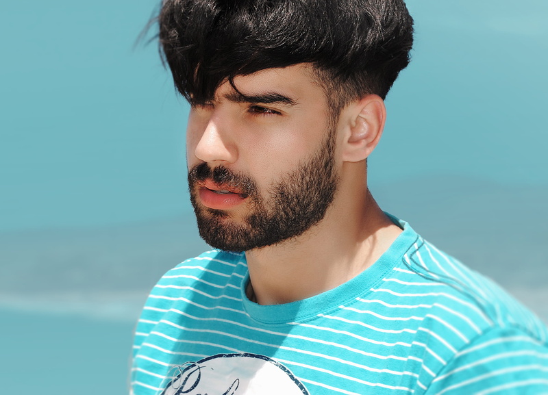 fashion, looking, blue, boy, man, mountain, casual clothing, summer, close-up, color, morocco, one person, facial hair, focus on foreground, men, beautiful