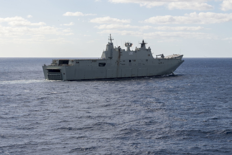 support vessel, sailing, travel, outdoors, day, 2K, nature, transportation, military, waterfront, ran, sea, sky, carrier, hmas canberra iii l02, ship