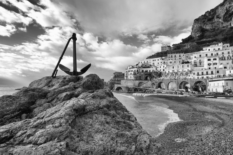 2K, land, photography, grayscale, formation, outdoors, amalfi coast, sea, top, travel destinations, real people, building, day, incidental people, travel