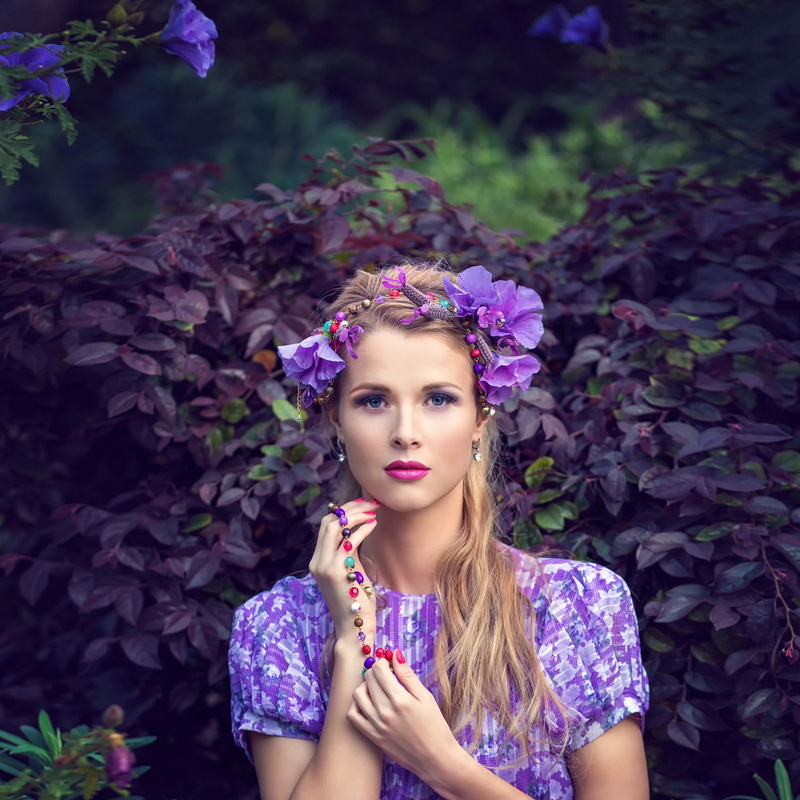 look, leaves, 1080P, sirenevo, portrait, all purple, flowers