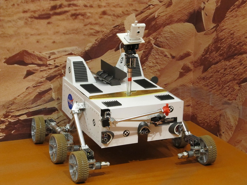 high angle view, table, mountain, usa, no people, mars rover, research, manufacturing equipment, robot, brown, machinery, representation, day, solid, indoors