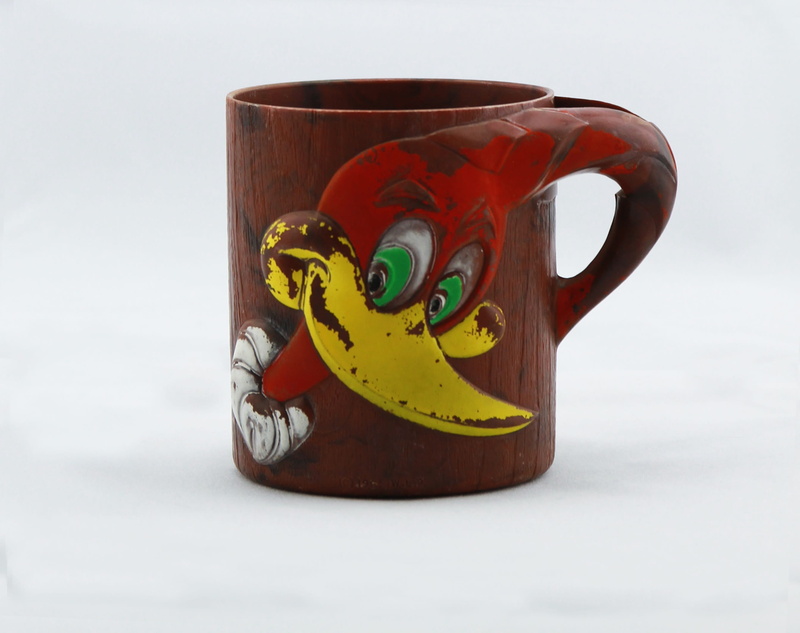 drink, mug, Vintage, red, no people, still life, white background, antique dinnerware, food and drink, liquid, cartoon, craft, woodpecker, studio shot