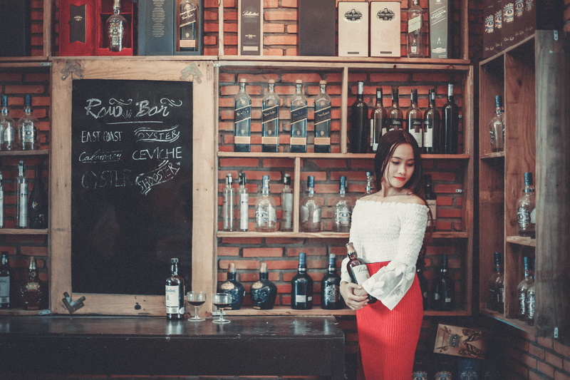 5K, smiling, business person, wine, confidence, looking at camera, whisky, alcoholic, young women, three quarter length, business, owner, alcohol bottles