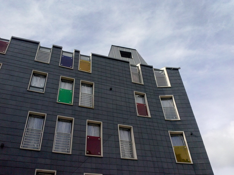 shutters, colorful, the window, city life, apartment, home ownership, sky, built structure, façades, building, wall, decorative, cloud - sky, clouds, office building