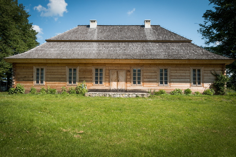 built structure, old house, cottage, plant, house, day, building exterior, beside, no people, trees, architecture, poland, facade, wooden cottage, brown