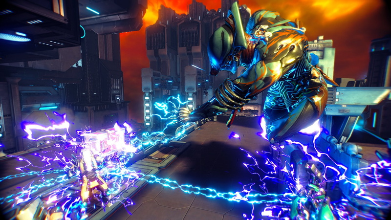 1080P, adult, architecture, music, Electricity, Corpus (Warframe), futuristic, Volt (Warframe), robot, lighting equipment, indoors, Video Game, occupation