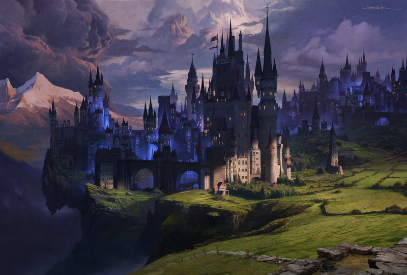 mountains, castle, tower, 1080P, shadow, Dark Kingdom