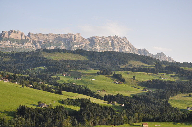 grass, mountains, tranquility, outdoors, switzerland, nature, east switzerland, 4K, scenics - nature, green color, saenti, rolling landscape, beauty in nature