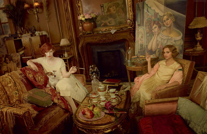 indoors, chair, human representation, religion, sculpture, art and craft, male likeness, Eddie Redmayne, sitting, Alicia Vikander, adult, 2K, creativity