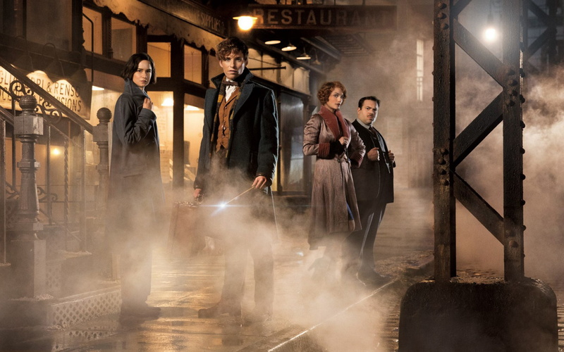 eddie redmayne backgrounds, 4K, katherine waterston, dan fogler, alison sudol