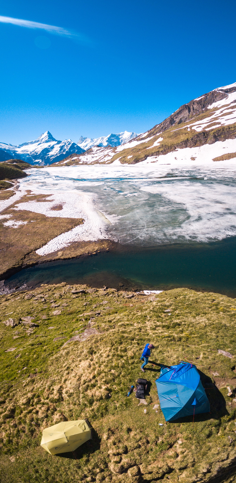 land, alps, water, sunlight, landscape, cold temperature, beauty in nature, tranquil scene, drone, scenics - nature, 5K, environment, snow, grindelwald