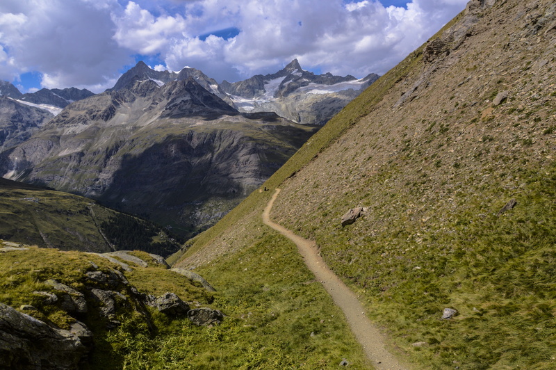 view, scenics - nature, land, mountain path, cloud - sky, alp, green color, mountain peak, bernese oberland, non-urban scene, mountain, 5K, beauty in nature