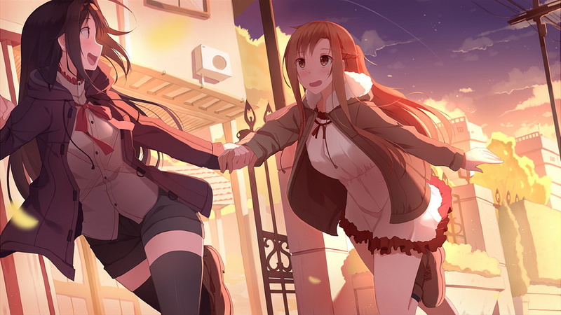 1080P, fantasy art, anime, Sword Art Online, anime girls, Konno Yuuki, Yuuki Asuna