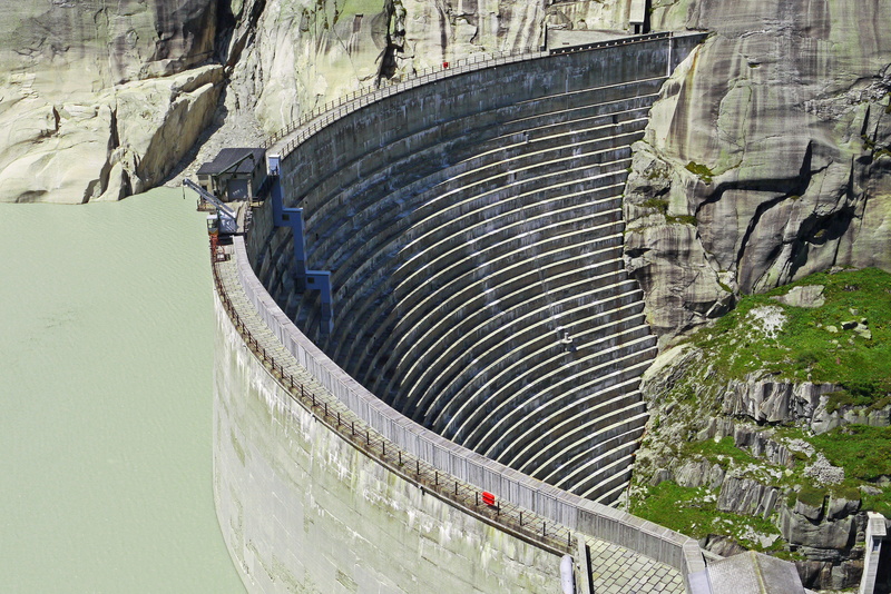 curved, hydroelectric power, switzerland, landscape, glacier water, architecture, travel destinations, nature, environmental issues, steep, environment