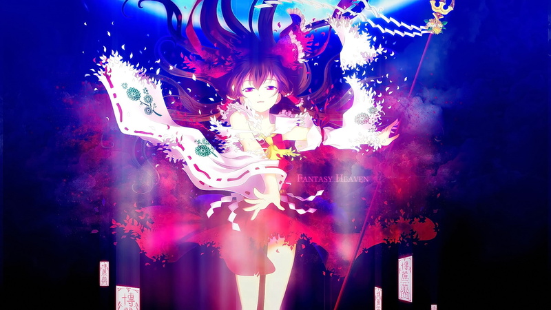 long hair, 1080P, anime girls, violet eyes, dress, brunette, anime