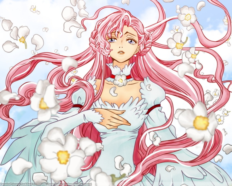 anime, indoors, 720P, Code Geass, art and craft, multi colored, religion, sky, Euphemia li Britannia, animal wing, nature, pink color, no people, creativity