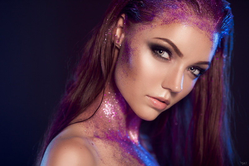 background, look, portrait, paint, makeup, 2K, glitter, hairstyle, Alina Bagrets, beautiful, girl