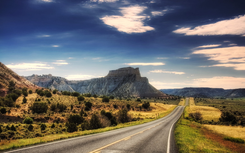 quiet, view, grass, landscape, mountain, photo, plants, road, spring, 2K