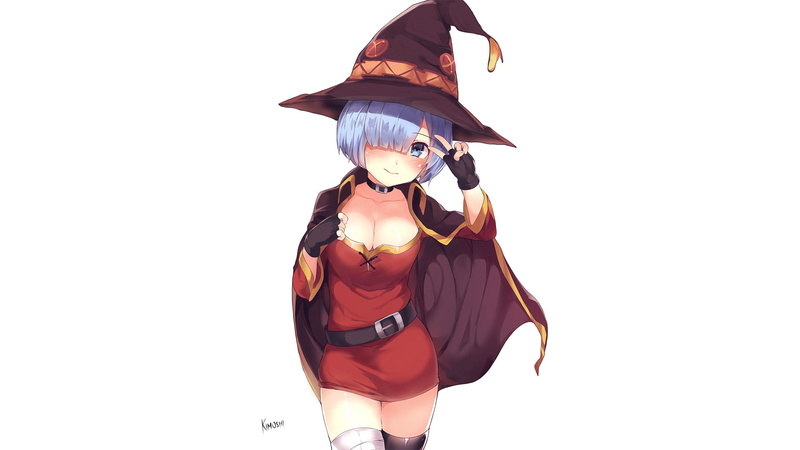character, cut out, studio shot, representation, male likeness, standing, Crossover, Megumin (KonoSuba), indoors, human representation, 1080P, clothing