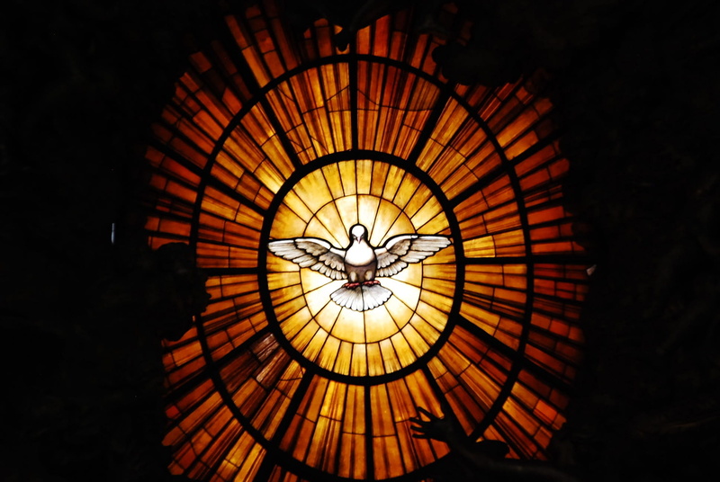 rome, low angle view, no people, electric lamp, circle, dome, ornate, vatican, lighting equipment, orange color, built structure, dove of peace, pattern