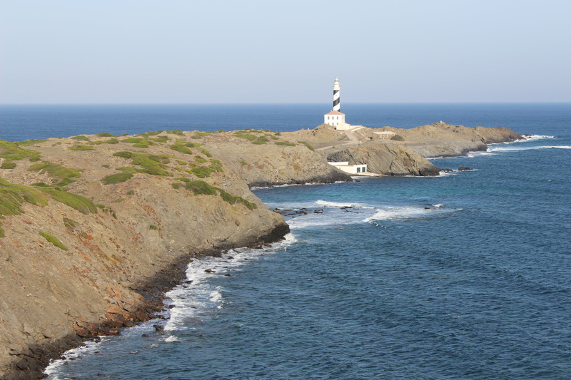 5K, lighthouse, coast, landmark, tower, beach, nautical, menorca, sky, architecture, cliff, no people, ocean, water, rock, outdoors, rock - Object, sailing