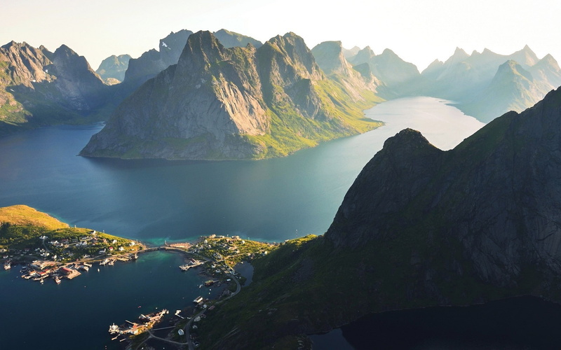 remote, Lofoten Islands, Norway, idyllic, Reine, no people, landscape, scenics - nature, beauty in nature, water, sea, day, physical geography, mountain peak