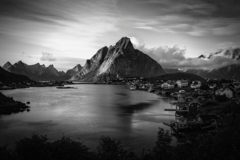 city, aerial, environment, architecture, landscape, black and white, monochrome landscape, tranquil scene, nature, reflection, cloud - sky, bay, building exterior