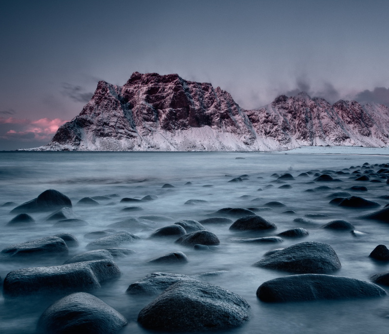 water, white, beauty In Nature, outdoors, Norway, sea, gray, gray mountain, Lofoten, rock - Object, Boulder field, sunset, 2K, Reine, scenics, landscape