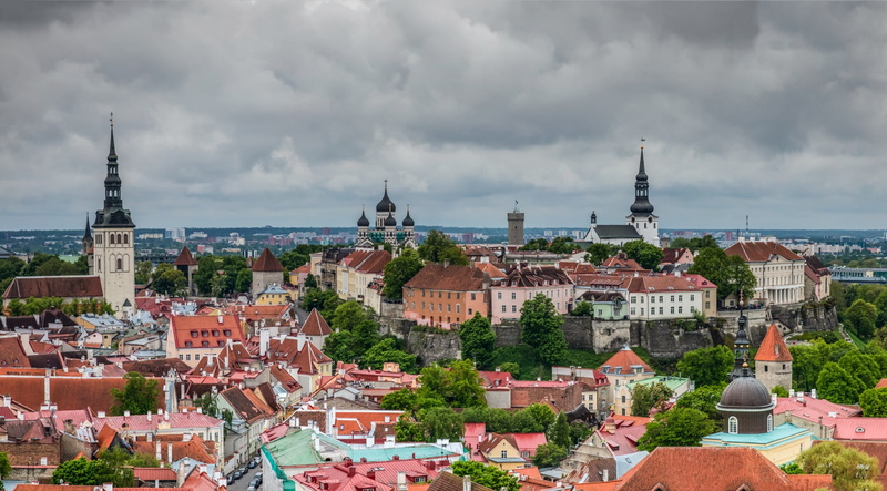 cityscape, cloud - sky, old, architecture, building exterior, day, Town, 2K, sky, nature, religion, Estonia, high angle view, building, roof, crowded