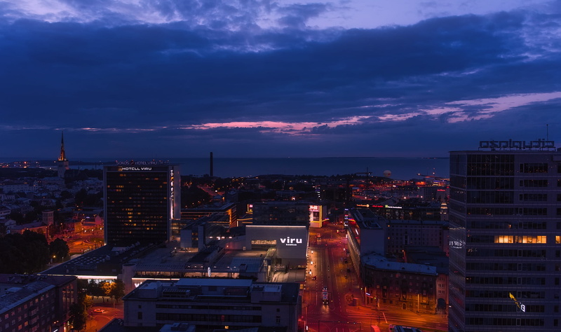 high angle view, estonia, building exterior, tallinn, built structure, panorama, high, architecture, office building exterior, sea, nature, sky, travel destinations