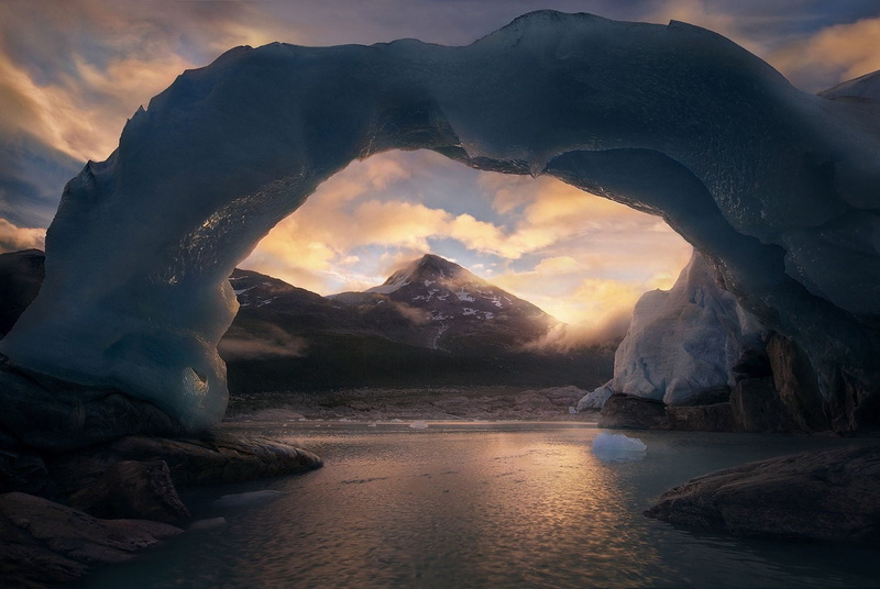 water, solid, ice, landscape, winter, hour, sea, formation, geology, non-urban scene, scenics - nature, eroded, golden, rock - object, cold temperature