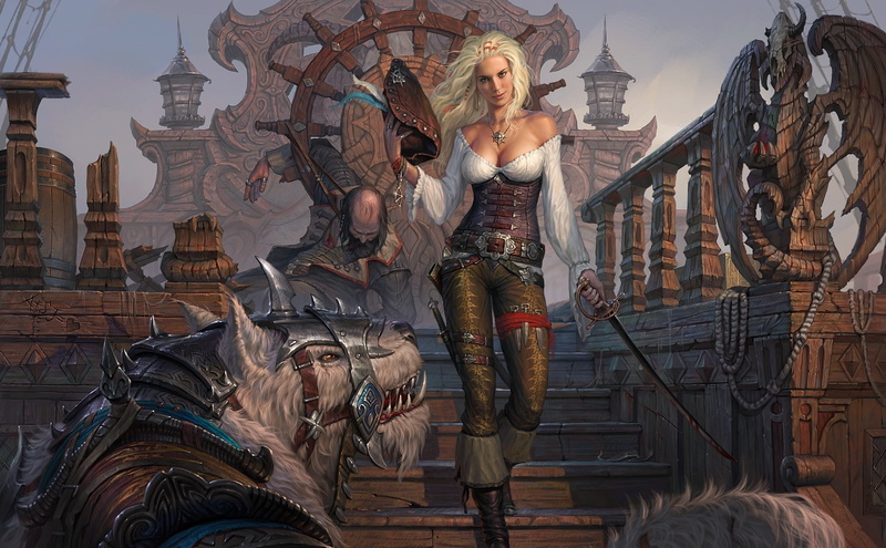 woman, 1080P, beast, fantasy