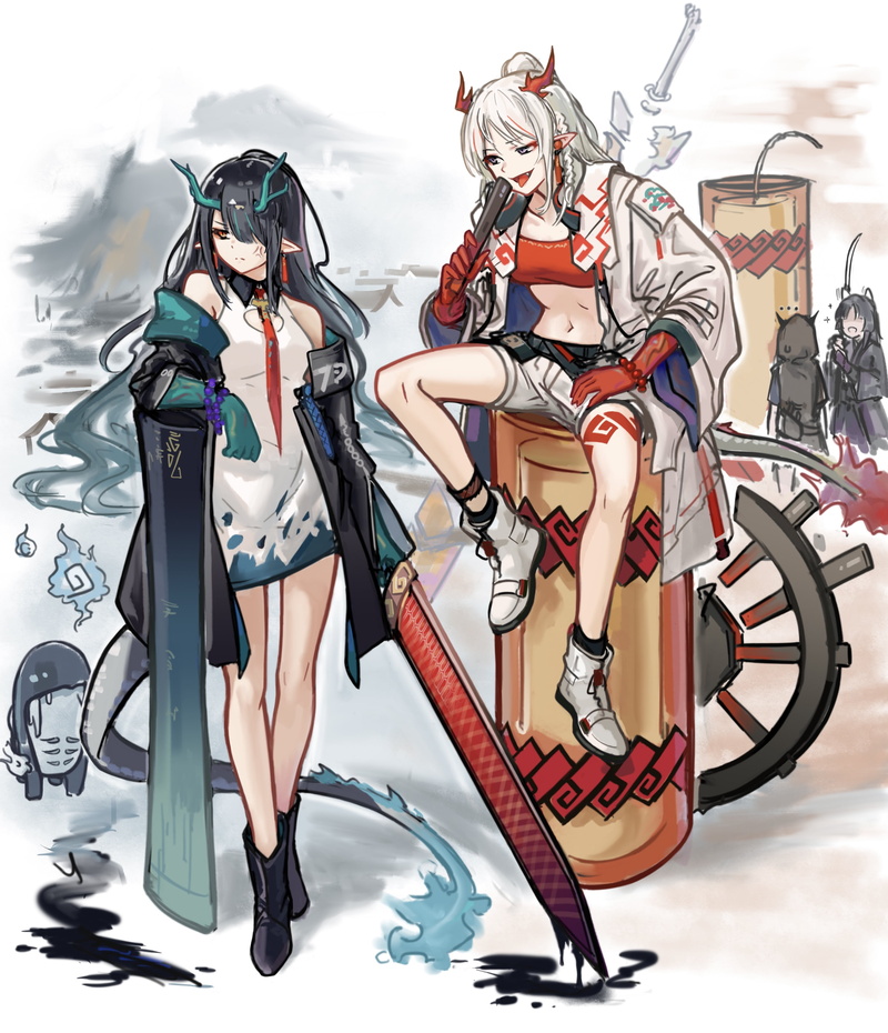 anime, anime girls, Dusk (Arknights), dragon girl, Arknights, 2K, Nian(Arknights)