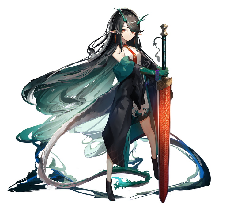 anime girls, 2K, anime, Arknights, Ka11_CA, dragon girl, Dusk (Arknights)