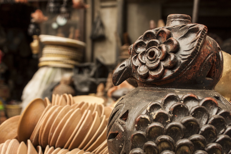 headwear, store, sculpture, handmade, Owl, close-up, Pottery, ornate, clay, history, focus on foreground, souvenir, craft, art and craft, clay art, sale