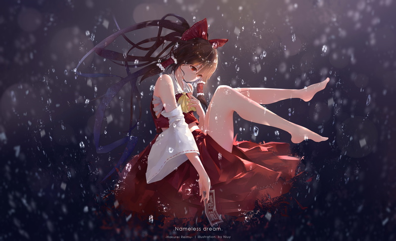 anime, anime girls, Touhou, Hakurei Reimu, 4K, Niuy
