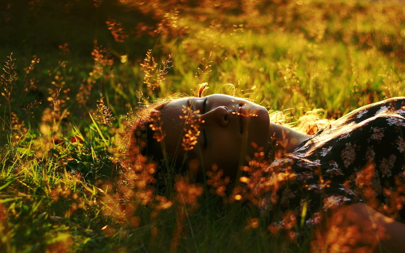 Grass, Girl, 1080P, Summer, Sleep