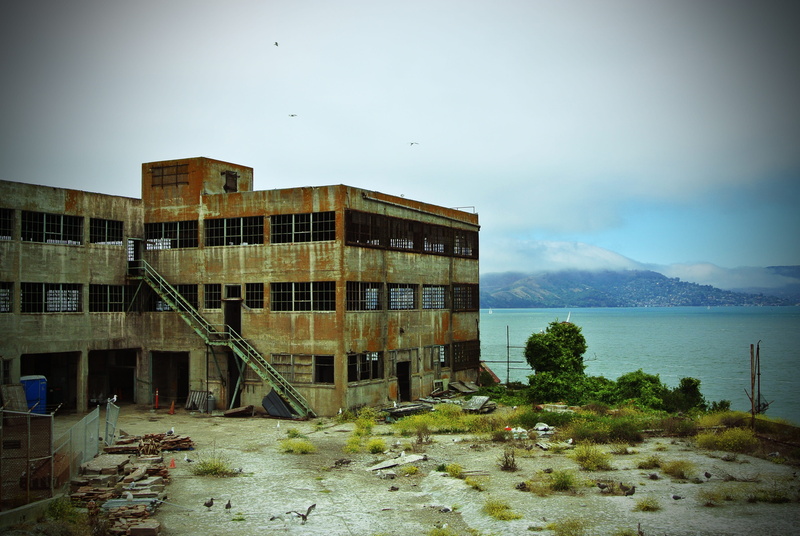 Alcatraz, city, old building, sky, leave, nature, built structure, travel destinations, Ruin, Lapsed, atmosphere, sea, 4K, plant, old, break up, decay